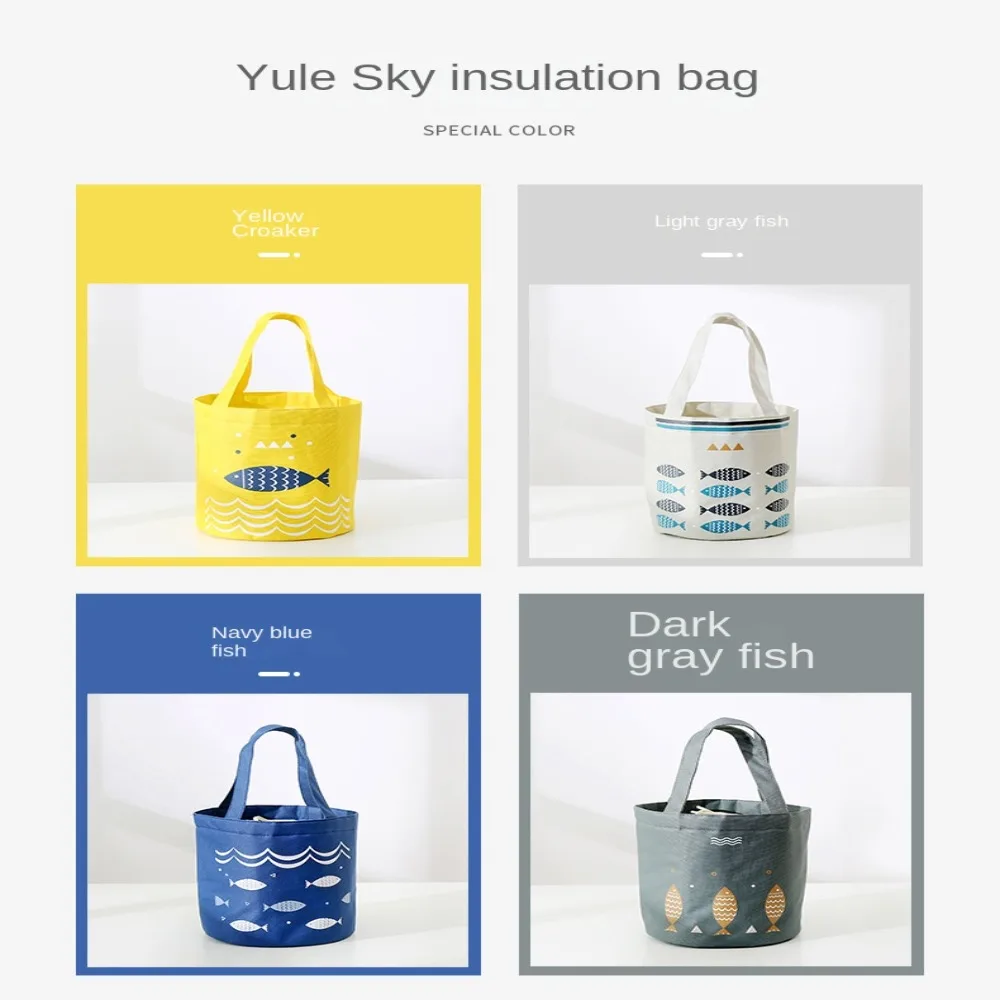 Portable Insulated Round Thermal Cooler Lunch Box Storage Bag Picnic Lunch Box Bag Tote Lunch Box Bag