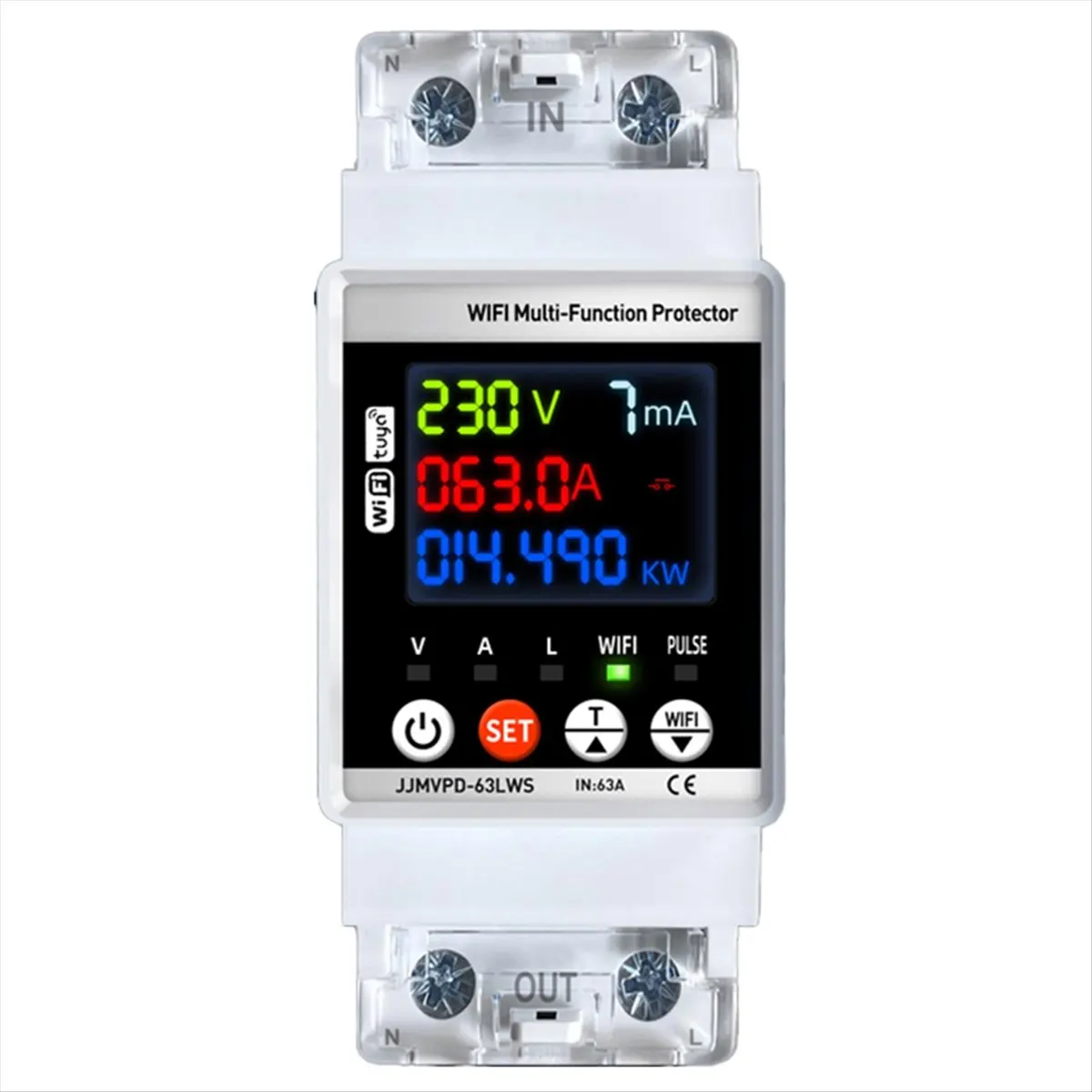 A74U WiFi Smart Power Meter 63A Automatic Reclosing Protector Digital KWH Leakage Current Voltage Monitor Controller