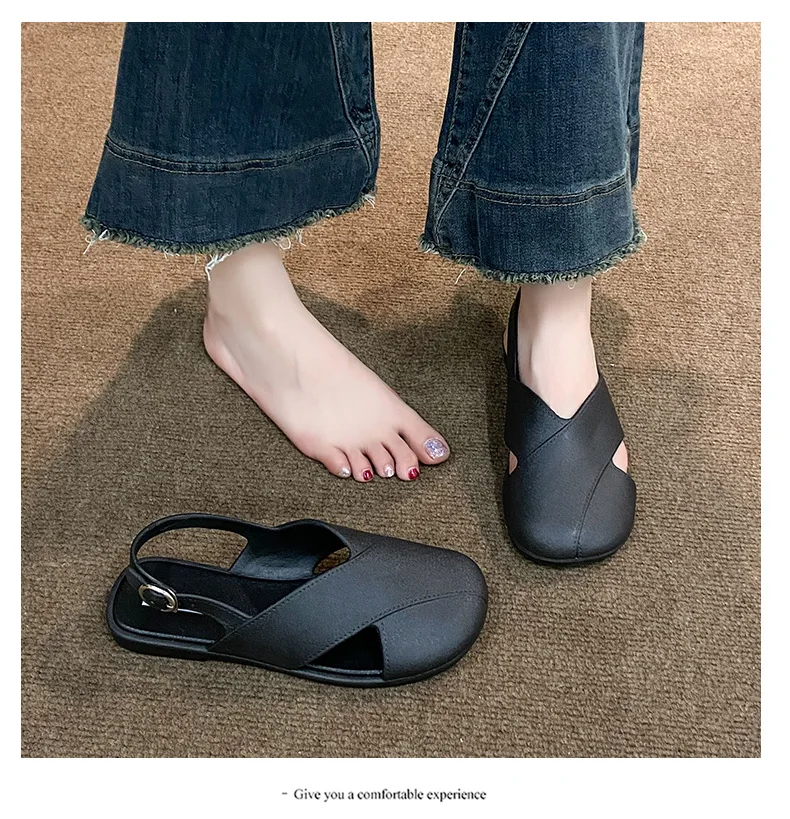 2026 Neue Damen Römersandalen mit geschlossener Zehenpartie im französischen Feen-Stil für den Sommer – Outdoor Damen Römerslides – Detail 19