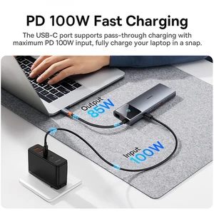 Baseus 10GBPS USB C HUB 4K 60Hz Tipo C a HDMI RJ45 Ethernet PD 100W para MacBook iPad Sumsang PC Tablet Teléfono USB 3.2 Gen 2 Hub 8 mejores ventas USB Hub 3.2 - №5