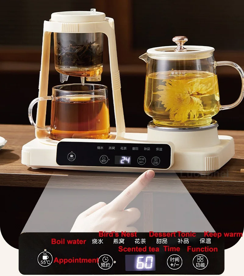 600 مللي وعاء صحي ذكي متعدد الوظائف الطبخ الغليان 2 in1 مكتب الزجاج زهرة إبريق الشاي غلاية كهربائية المنزل السيارات الدفء