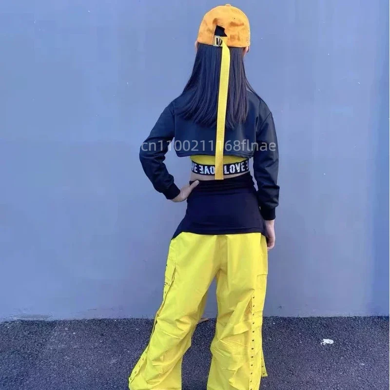 Jazz-Tanz-Performance-Kostüme für Mädchen, Übungskleidung, Hoodies, Westen, Hosen-Sets, Street-Dance-Laufstegkostüme für Kinder