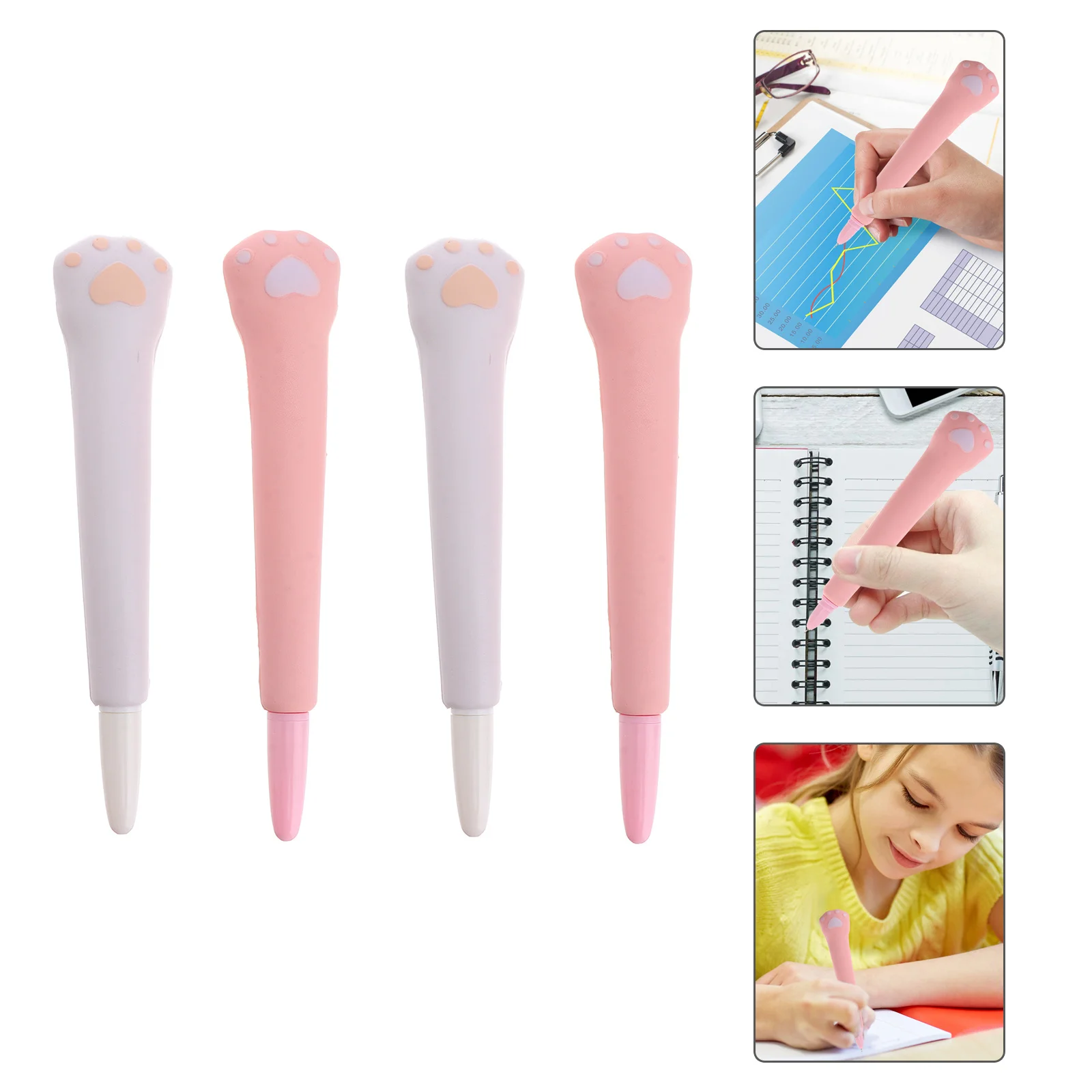 4 قطعة الضغط القلم القط باو شكل ضغط حبر قلم للرجال لتخفيف التوتر مدرسة طالب القرطاسية أقلام محايدة الكتابة