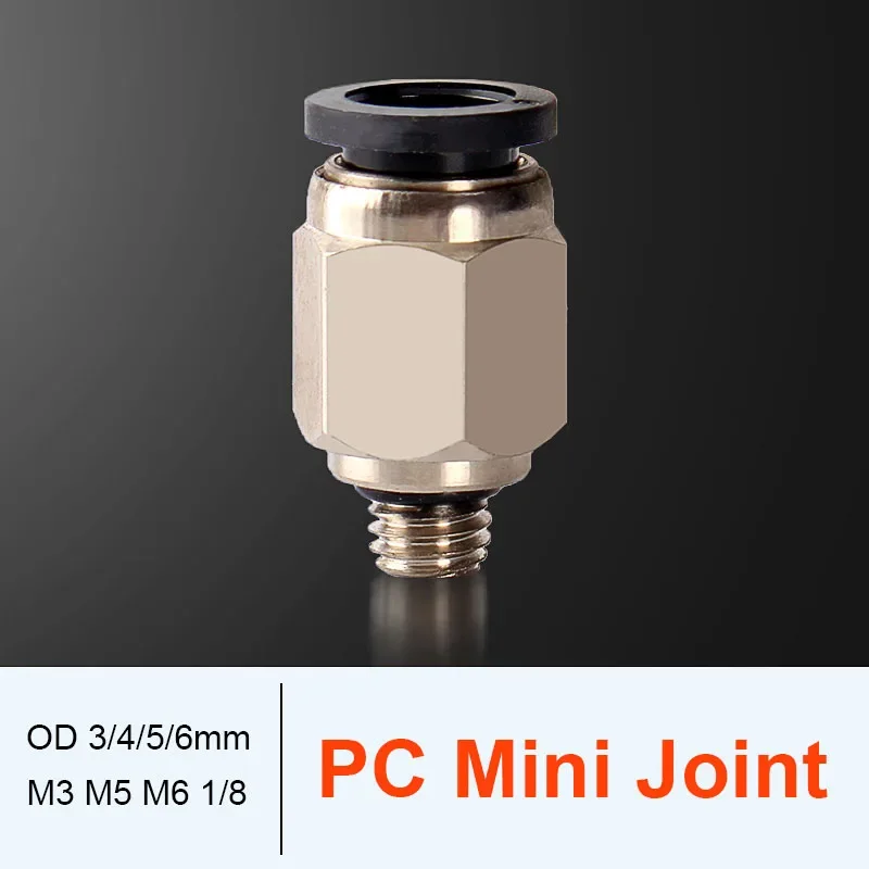 Mini Pneumatic Air Connector Fitting PC 3 4 5 6mm Male Thread M3 M4 M5 M6 1/8