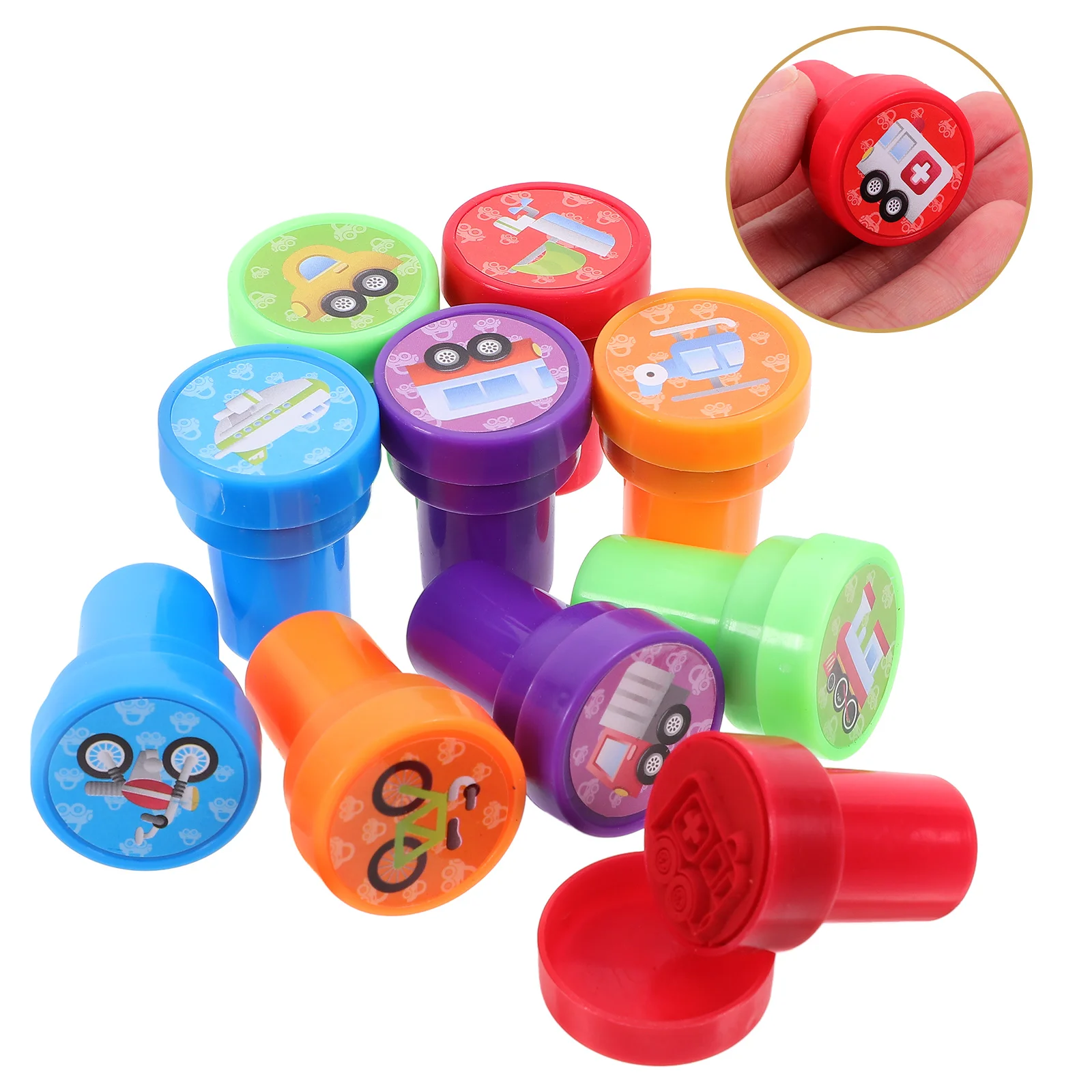 10 Pcs Transportation Stamp Golf Ball Diary Plastic DIY Stamps for Kids Stampers Journaling Toddler