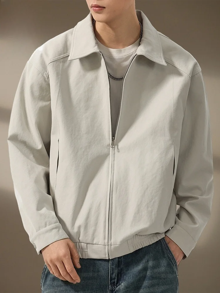 

American Sle Collar Jaet Men's Spring New Loose Casual Windproof Outerwear Youth ular Polyester Fiber Long Sle...