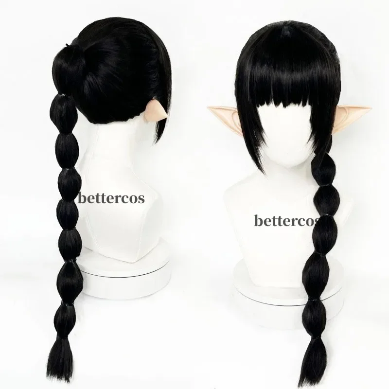 ShadowHeart Cosplay Wig Long Black With Ears Heat Resistant Synthetic Hair Halloween Party Wigs   Wig Cap