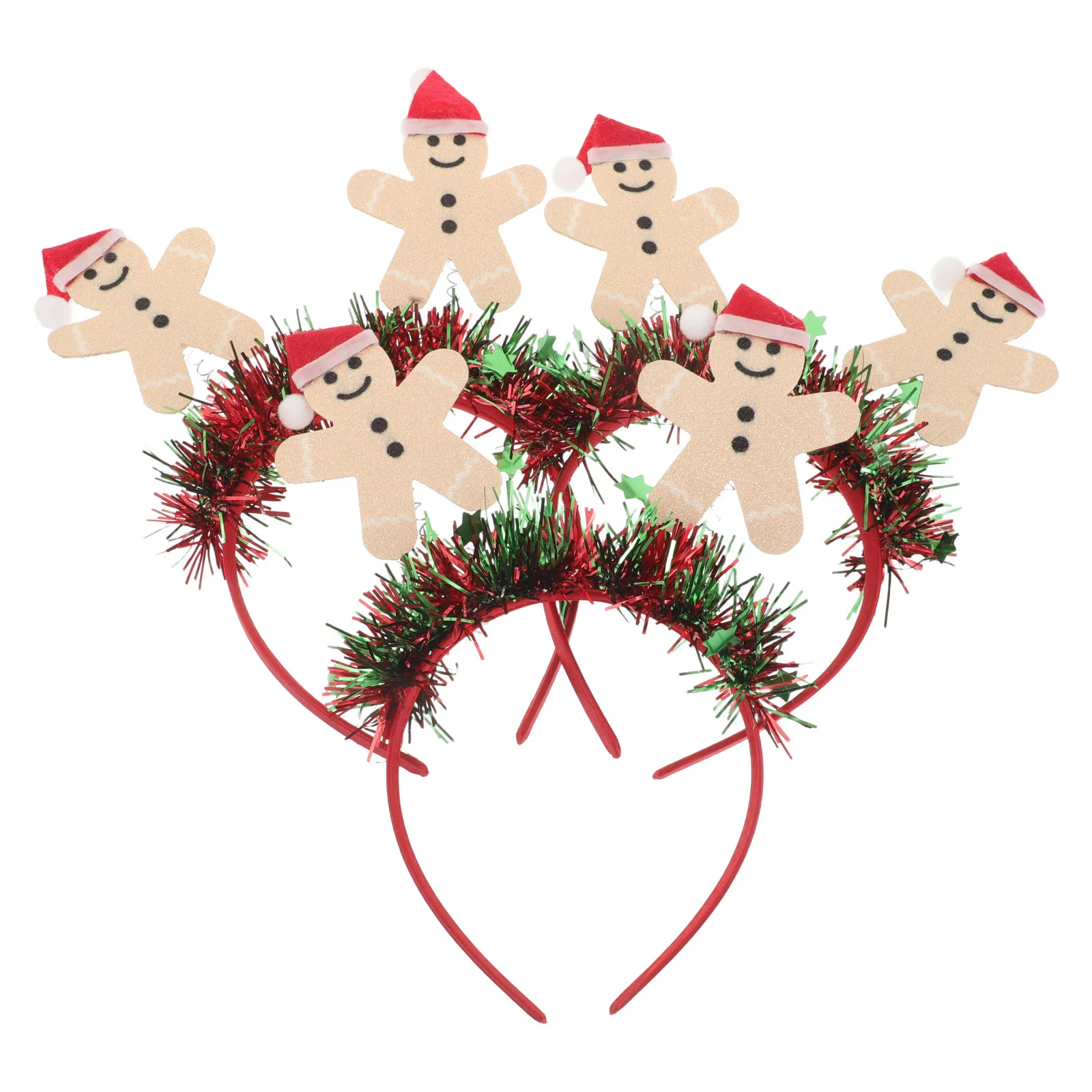 

3Pcs Gingerbread Hair Bands Festive Holiday Headwear Xmas Party Photo Booth Christmas Party Favors Kids Adults