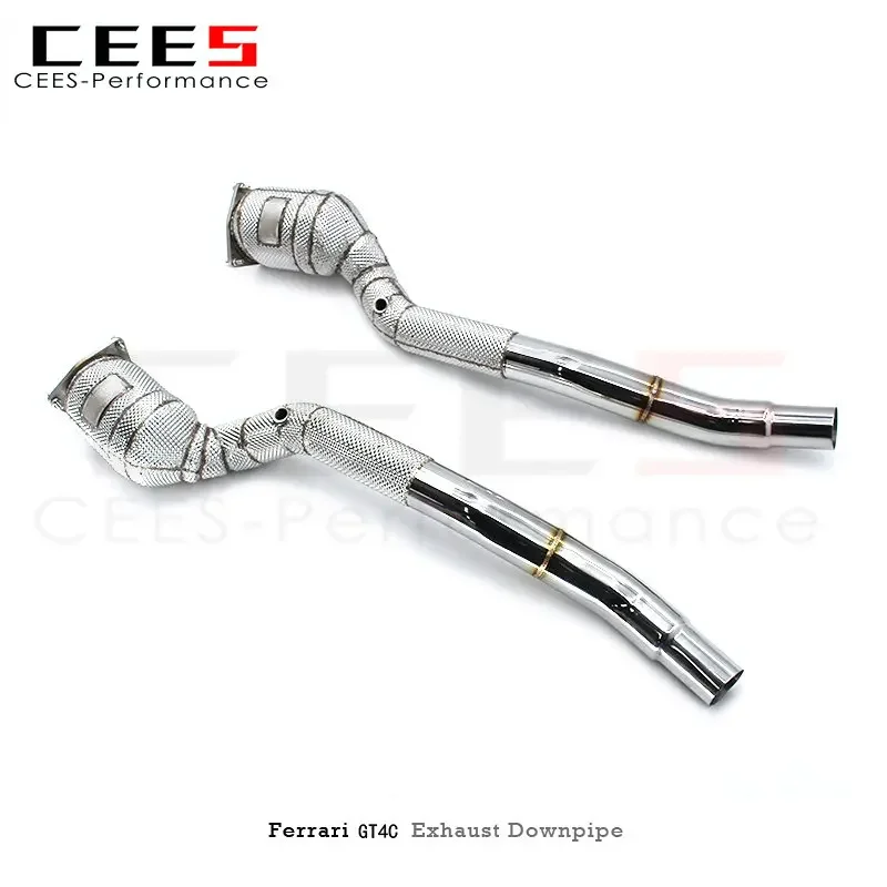 CEES Exhaust Downpipe for Ferrari GTC4 Lusso/Lusso T 6.3 2016- Stainless Steel Exhaust Pipe Downpipe with Catalyst