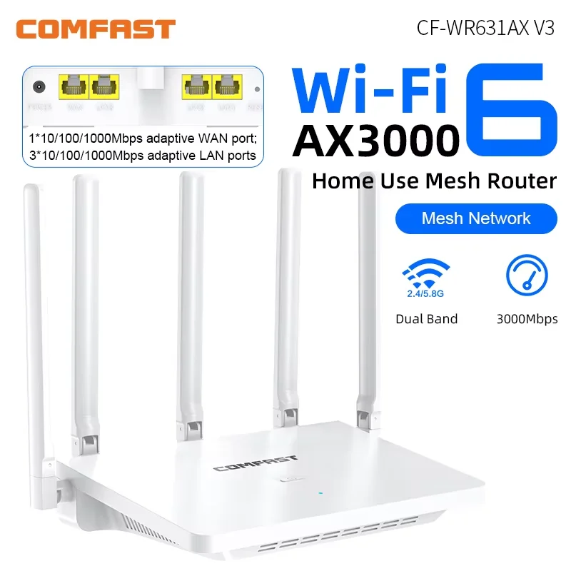COMFAST AX3000 Wifi6 Mesh System Wireless Router Dual Band WI-FI 6 Mesh Router Wide Signal Range Wifi Range Extender WIFI 6 Mesh