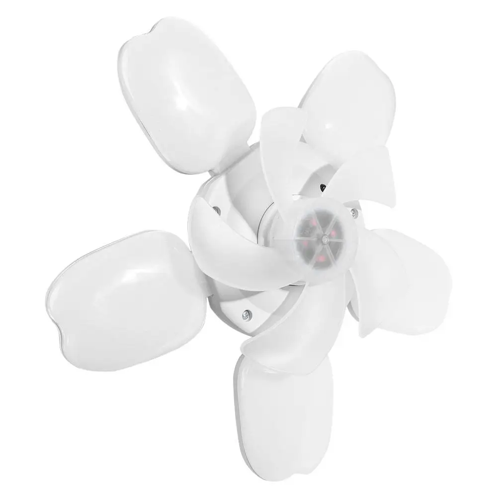 Silent E27 Ceiling Fan Light Five leaf 50W Foldable Fan Lamp 3 Speed Adjustable Eye Protection Electric Fan Chandelier