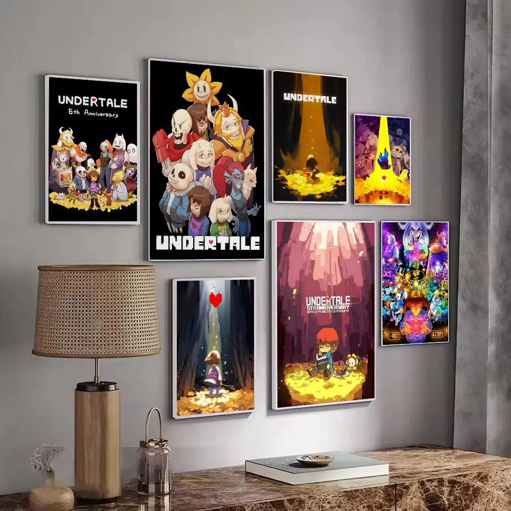 Video Game U-Undertale Poster Wall Art Print Sticker for Bedroom Living Room Dorm Office Modern Home Decor
