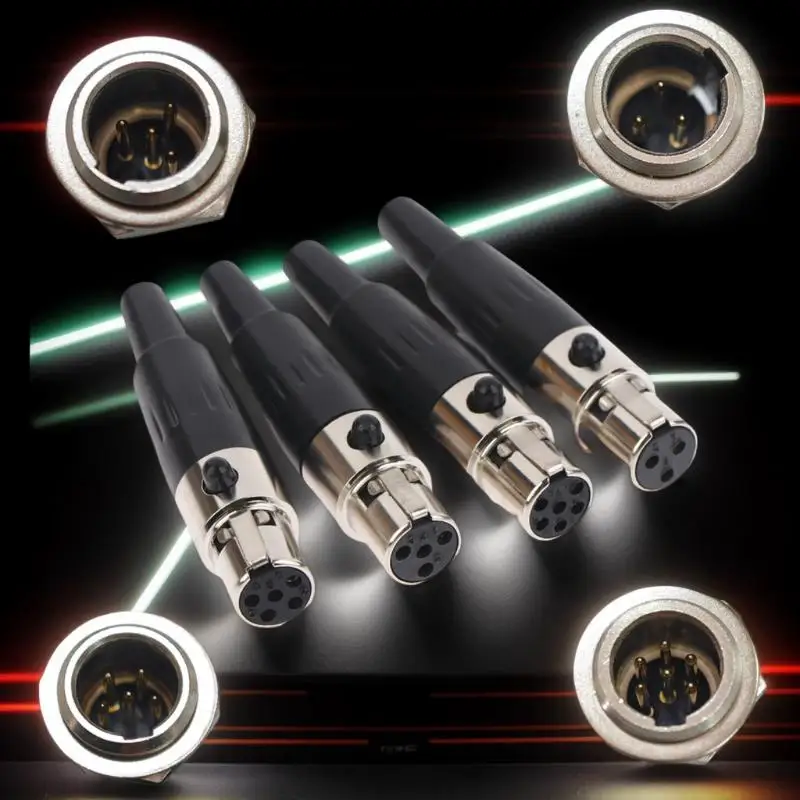 1Pcs Small XLR Audio Straight Connector Mini XLR 3/4/5/6 Pin Female / Male Plug Male Socket For Microphone CableHot