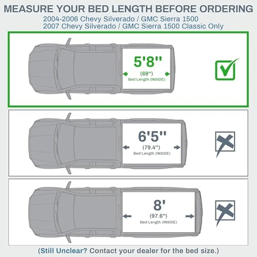 Soft Roll Up Tonneau Cover for Chevy Silverado/GMC Sierra 1500