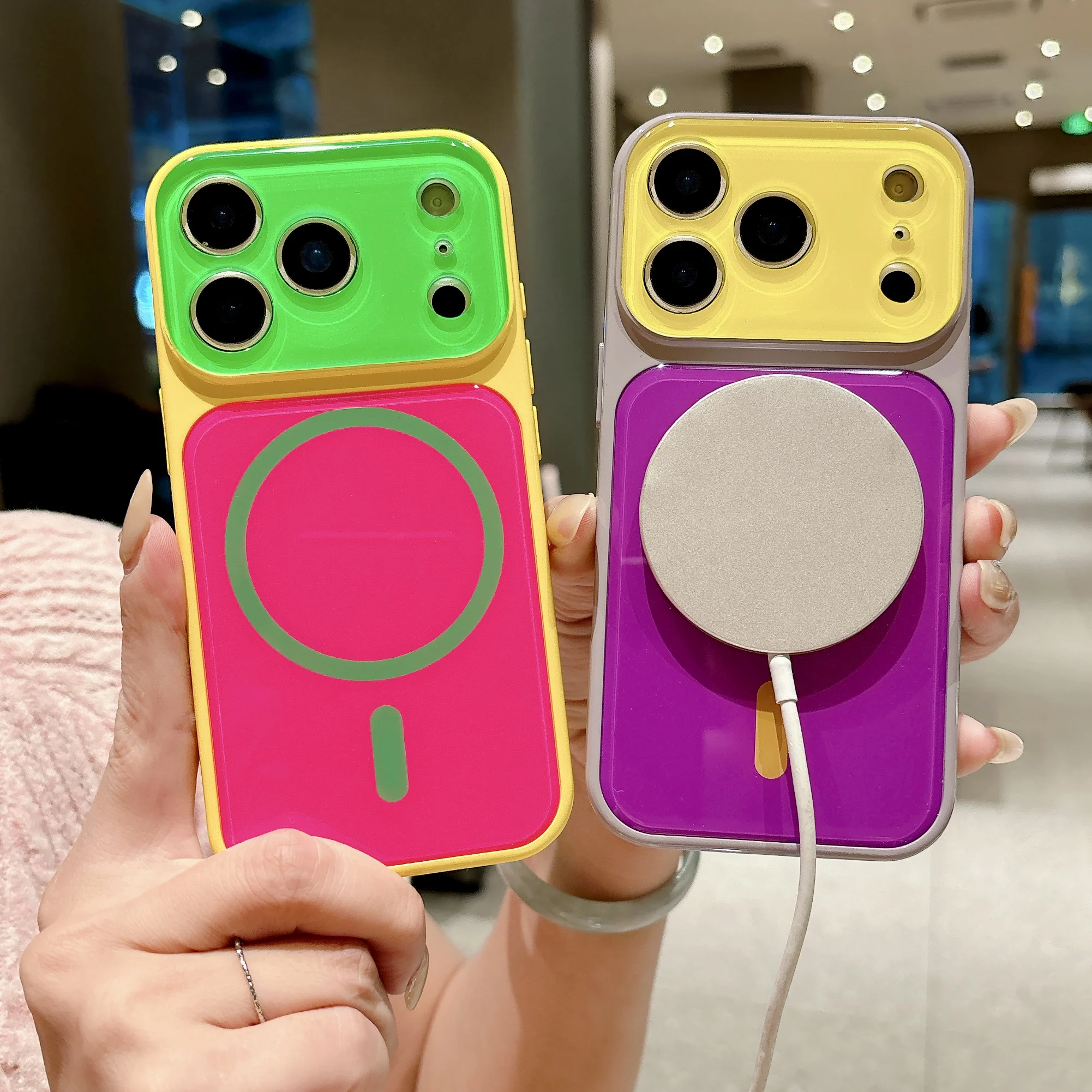 Magnetic Colorful Case For iPhone 18 17 16 15 14 Pro Max For MagSafe Crystal Glitter Back Soft Bumper Shockproof Cover