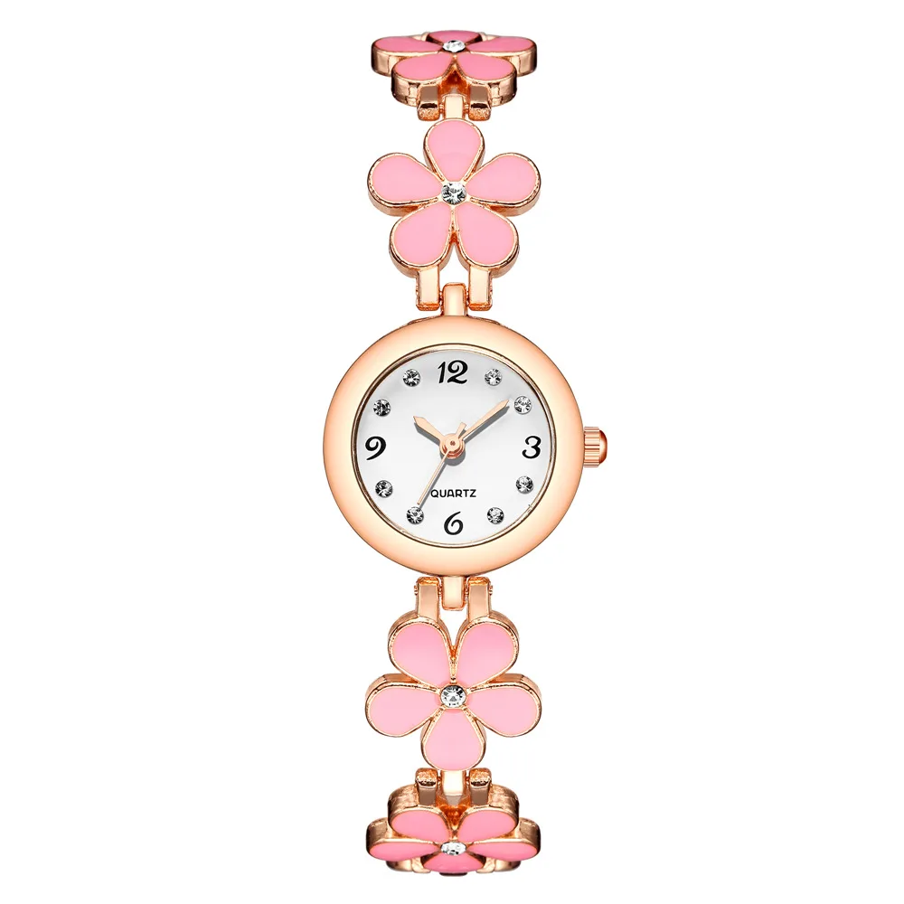 fashion sweet flower rhinestone quartz women bracelet watch