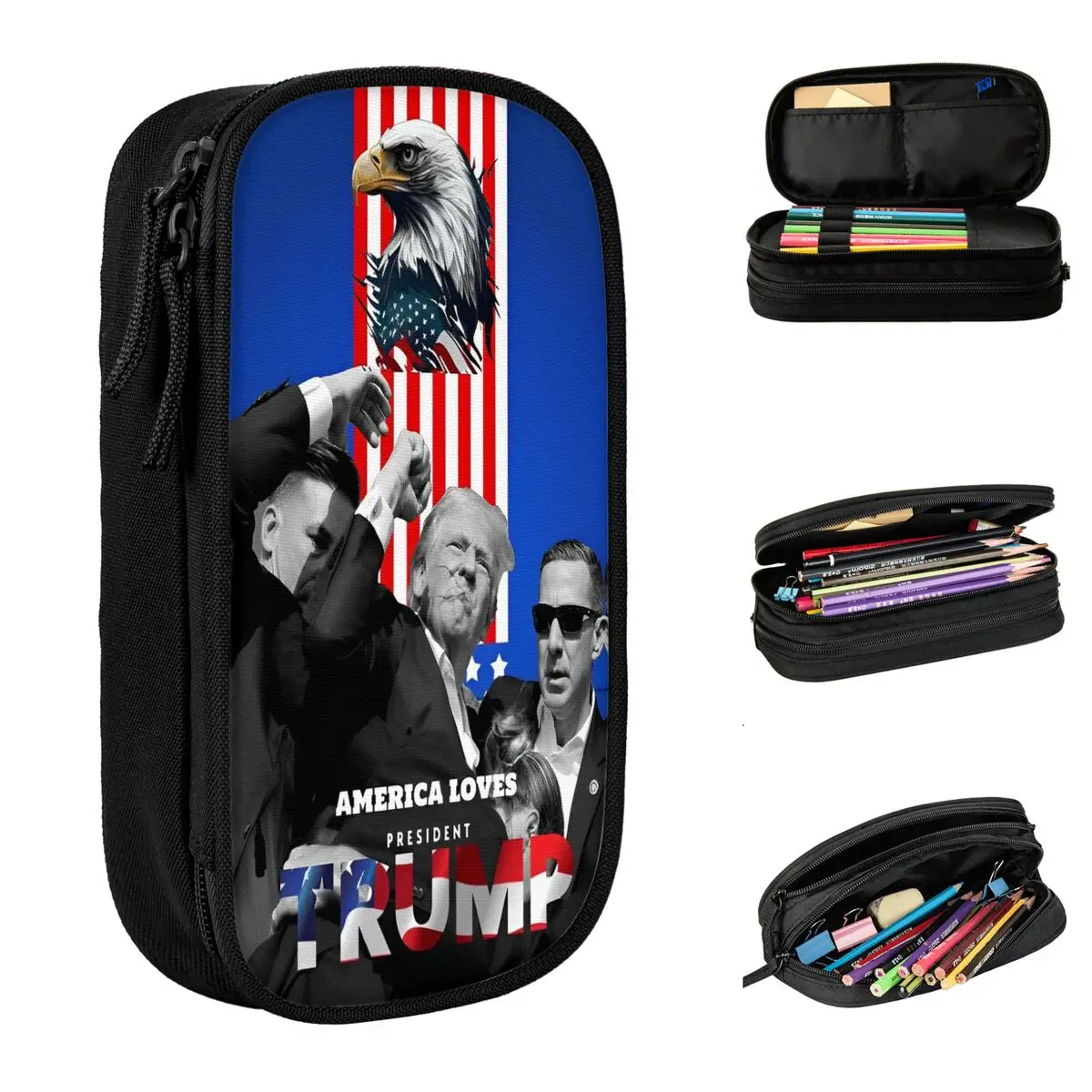 Trump Vance 2024 America Presidential Election Pencil Cases Fun Pen Bags Student Big Capacity Students School Gifts Pencilcases