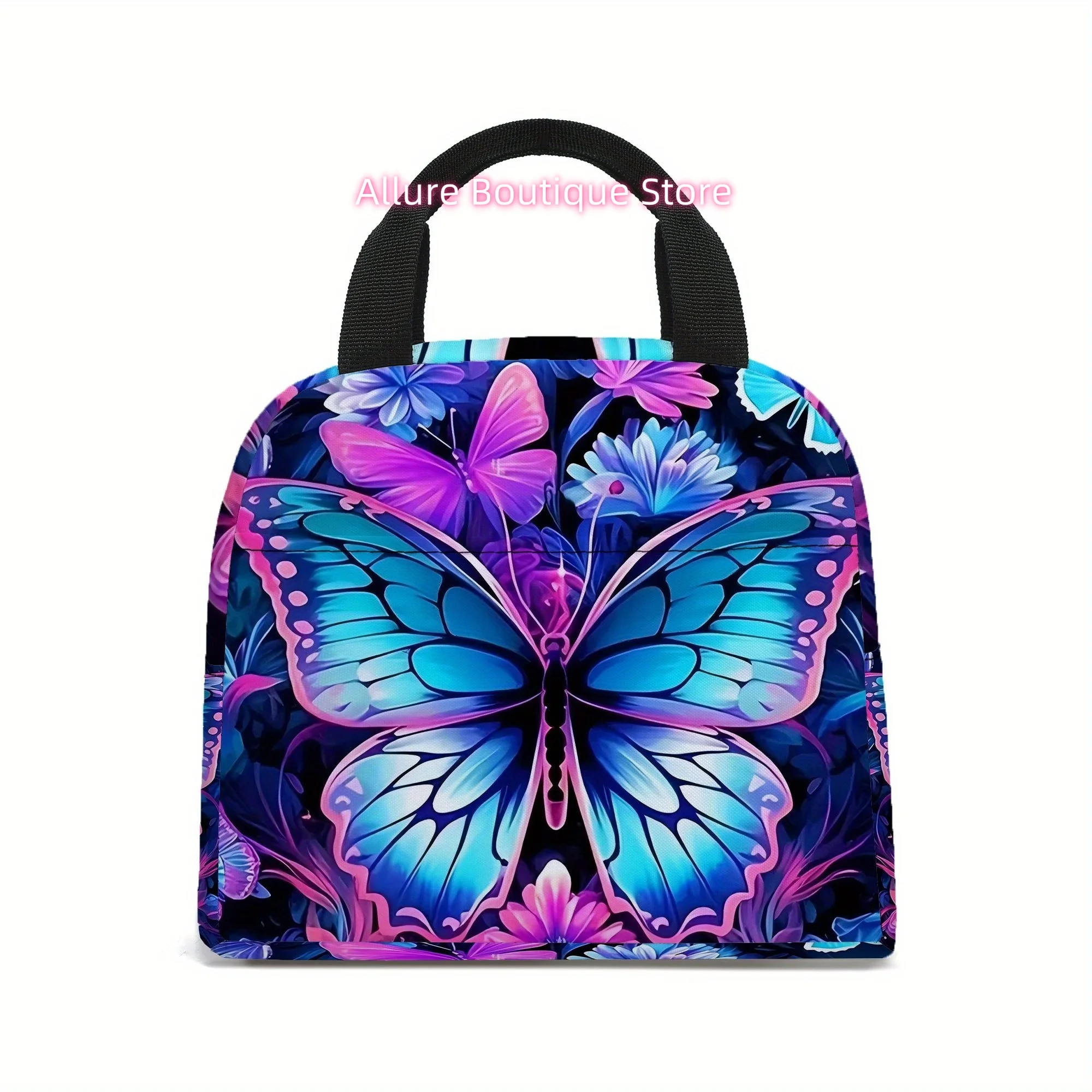 Lunch Bag with Butterfly Design, Insulated Tote for Work, Travel, And Picnics, Suitable for Back to School, Safe for Non-Food It