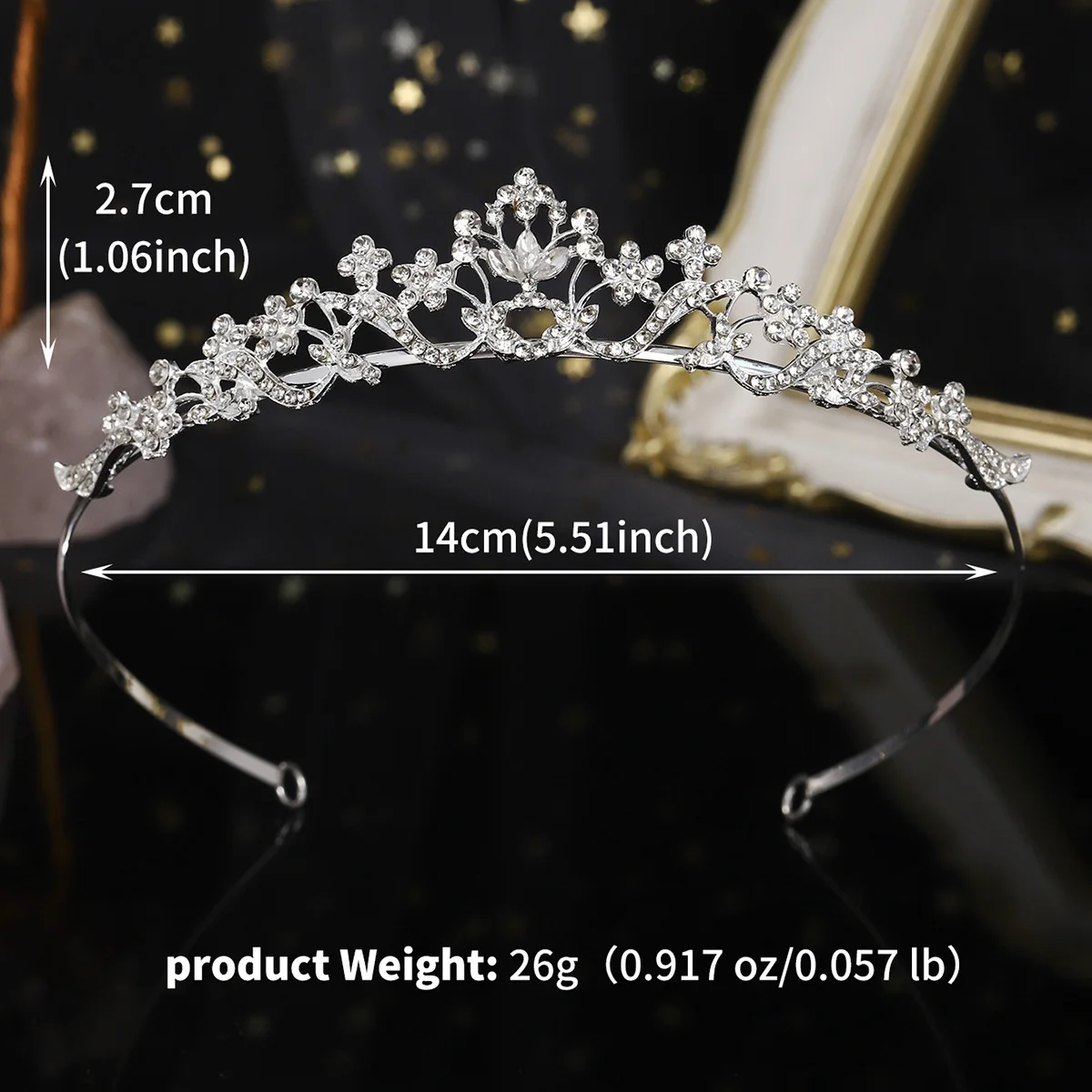 Fashion Alloy Flower Crown Hair Accessories For Women Sparkling Rhinestone Tiara Headpiece Party Jewelry Hairband  As Gifts image 6