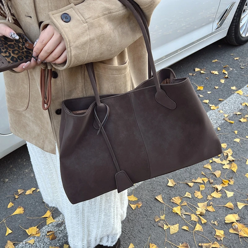 

Big Short Handle PU Leather Solid Color Tote Bags for Women 2024 Y2K Ladies Shoulder Bag Females Retro Handbags