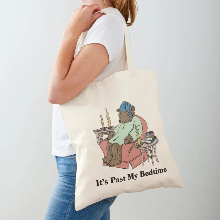 

It's Past My Bedtime Bear Taking a Nap Next to Books Tote Bag Gift bag Beach bag tote custom Cloth