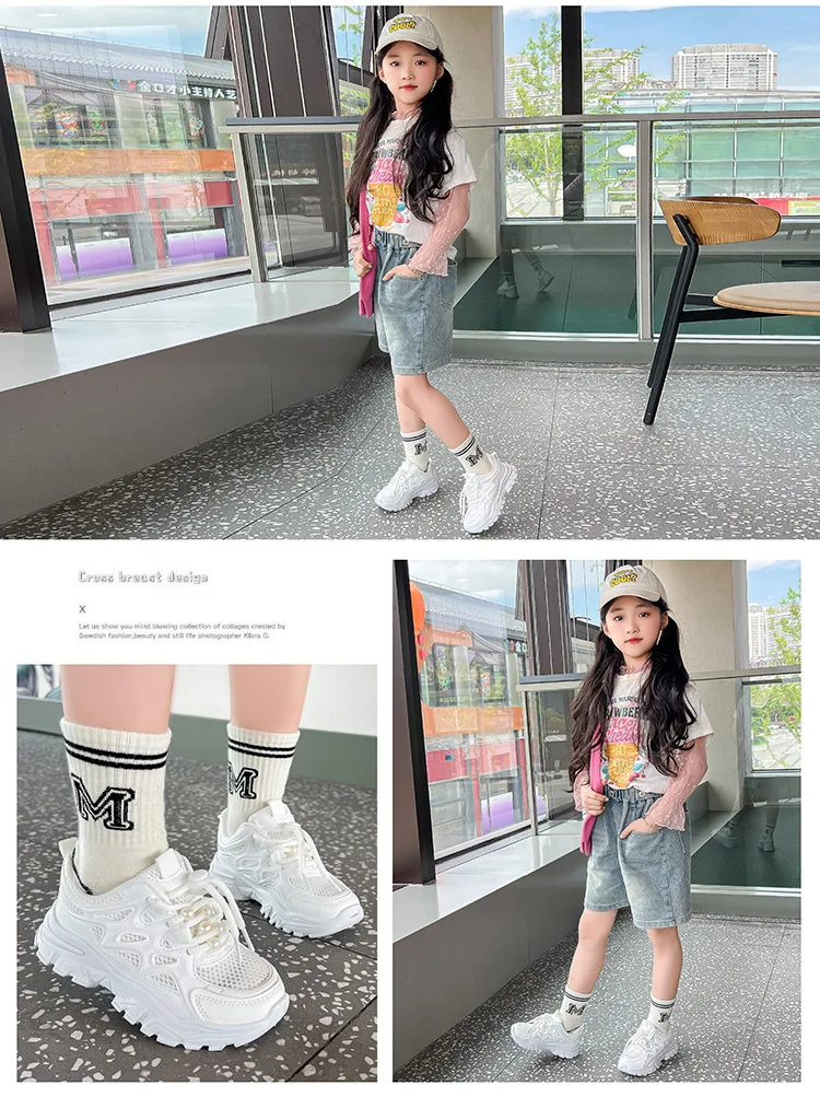 Kinder Mädchen Schule Weiße Freizeitschuhe Einfarbige Mesh-Sportschuhe für Kleinkinder Modische Leichte Kinder-Laufschuhe – Detail 26