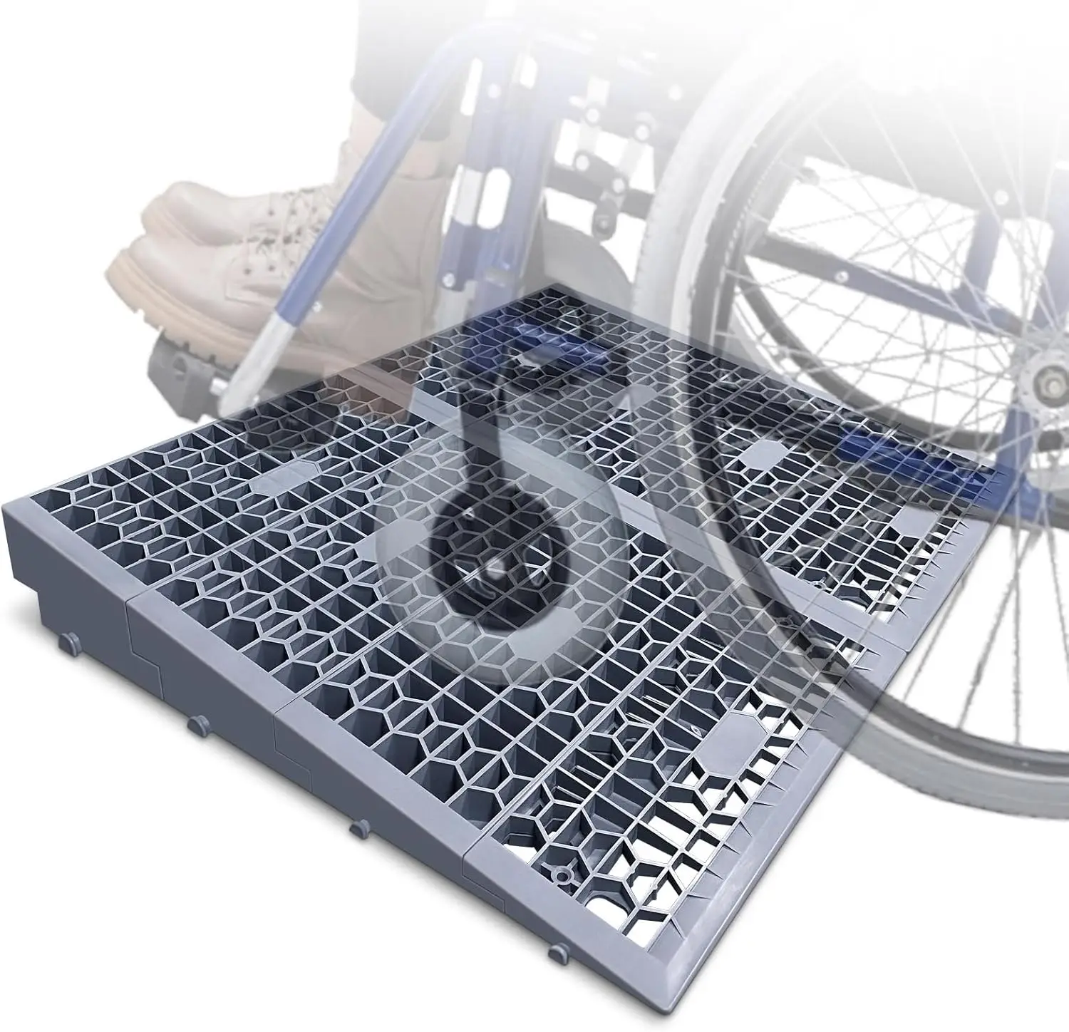 

4 Inch Detachable Wheelchair Ramps for Home Steps and Doorways, Portable Modular Design, 3000 LBS Capacity, 2 Pieces