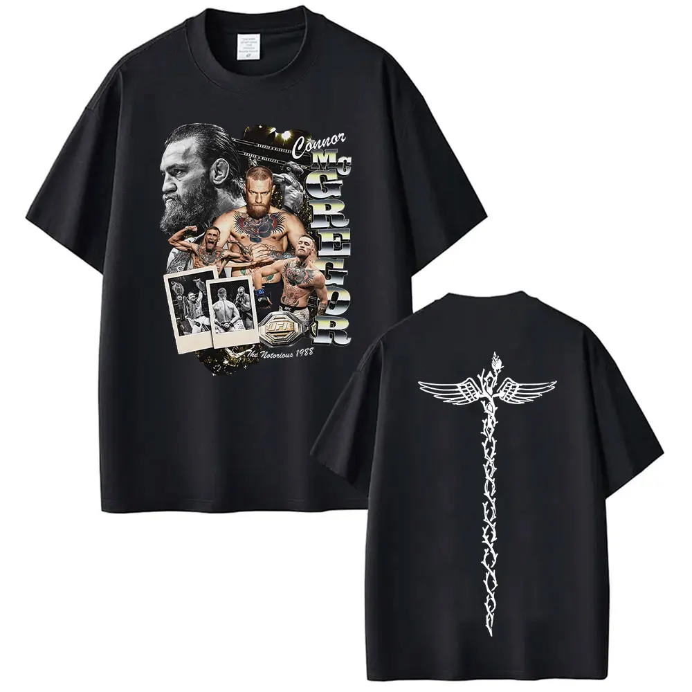 Camiseta gráfica vintage Conor Mcgregor The Notorious, masculina e feminina, moda gótica, camisetas oversized, tops de verão, 100% algodão