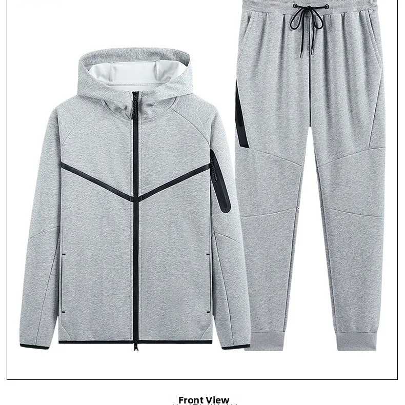 

New 2025 Men's Casual Sports Set Thi Cotton 330g Autumn Collection Two-Piece Set Comfortable Long Sve Jaet And Pants