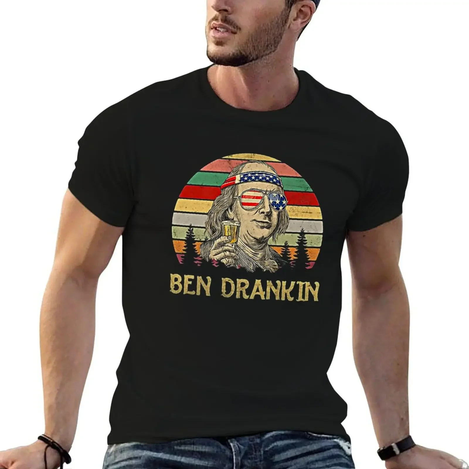 Ben Drankin Funny 4th of July American Drinking Alcohol Gift T-Shirt custom shirt T-shirts man fruit of the loom mens t shirts