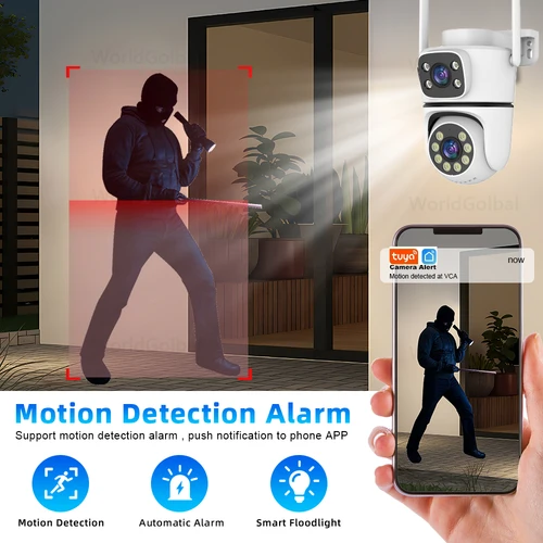 Imagen 2 del producto 12MP 15MP Tuya UHD lente Dual 5G Wifi cámara IP PTZ exterior impermeable 6K seguridad del hogar cámara de vigilancia de visión nocturna a Color