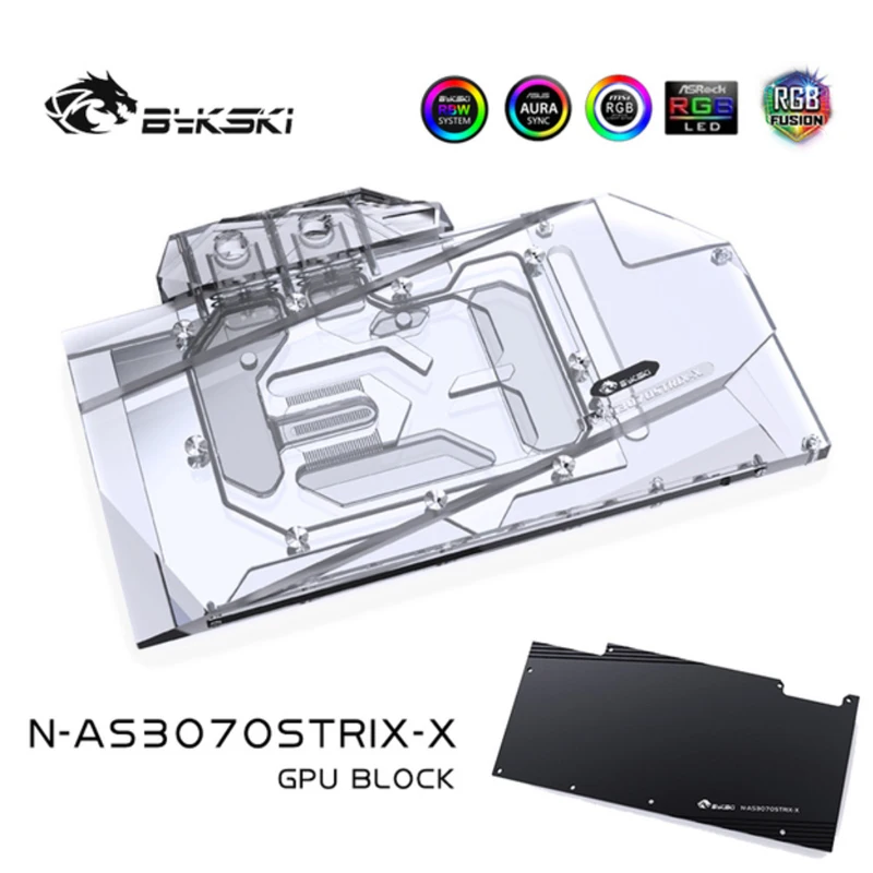 

Блок водяного охлаждения Bykski GPU для видеокарты ASUS RTX 3070 STRIX с задней пластиной, поддержка управления материнской платой