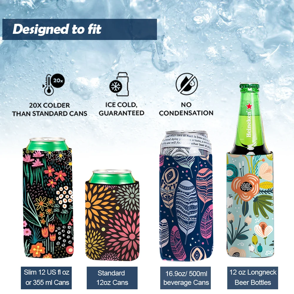 1pc Beer Hard Soda Coolers Sleeves Tall Skinny Drink Cooler Holder Colorful Neoprene Portable Bottle for Party Camping