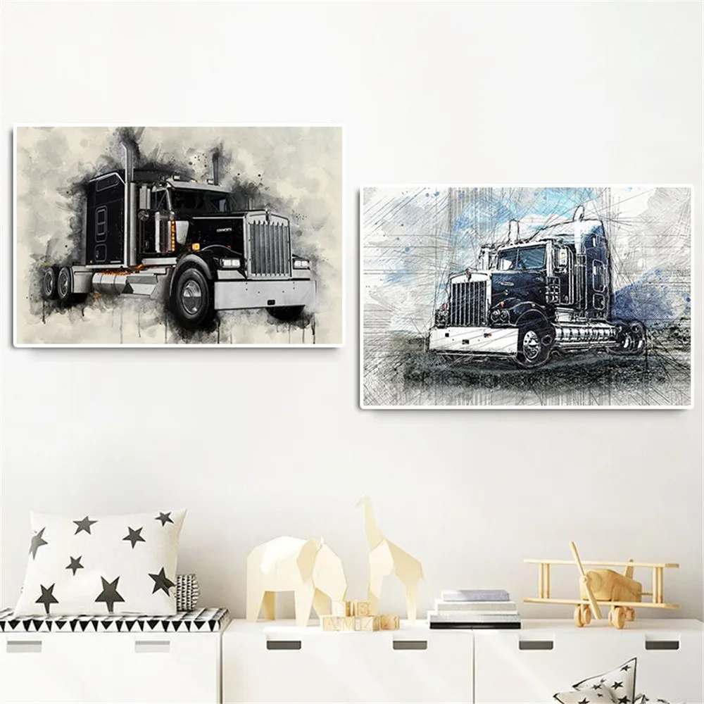 Abstract Truck Watercolor Poster And Print Luxury Racing Graffiti Canvas Painting Sports Car Wall Art Living Room Home Decor