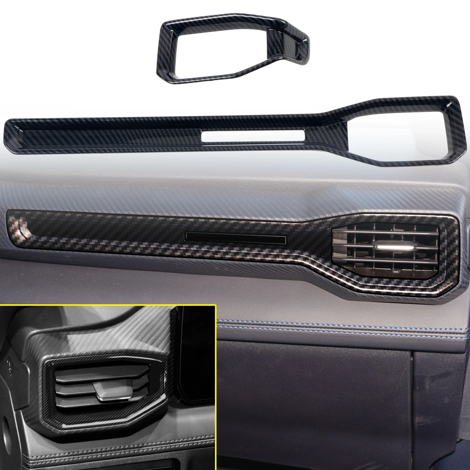 

Car Accessories For Ford Mustang 2024 2025 ABS Carbon Fiber Printed Interior Center Console Air Vent Outlet Cover Trim 2pcs