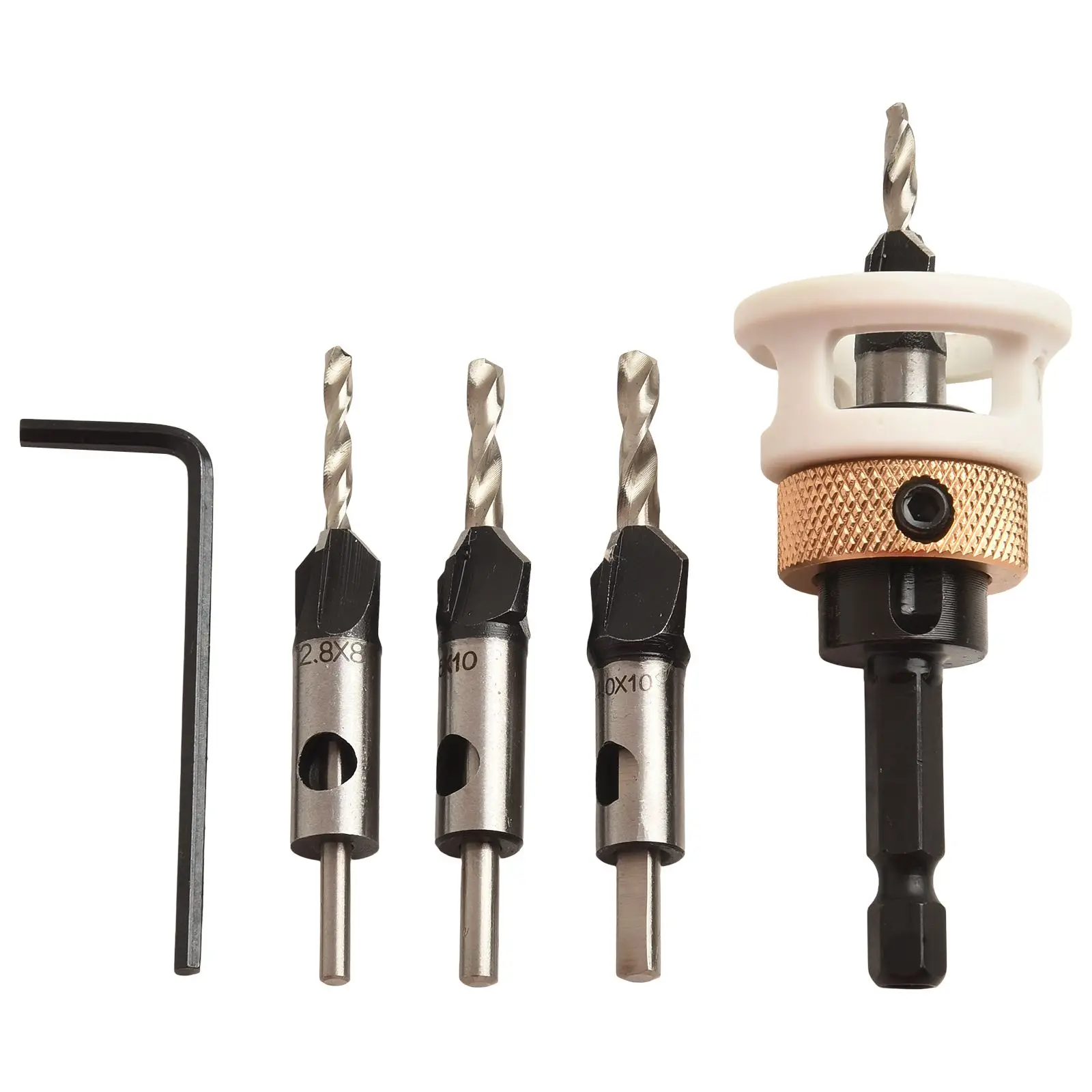 Smooth Drilling Experience 4 in 1 Countersink Bits with Integrated Depth Stop for Consistent Performance in Woodwork