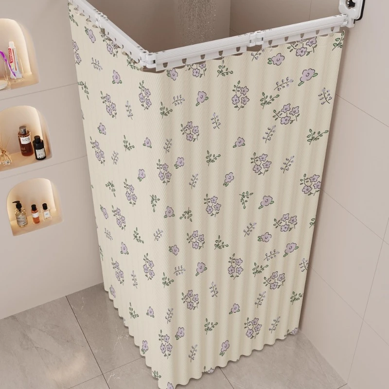 Thickened Foldable Invisible Shower Curtain for Bathroom No Need To Drill Holes Waterproof Partition for Bathroom Shower
