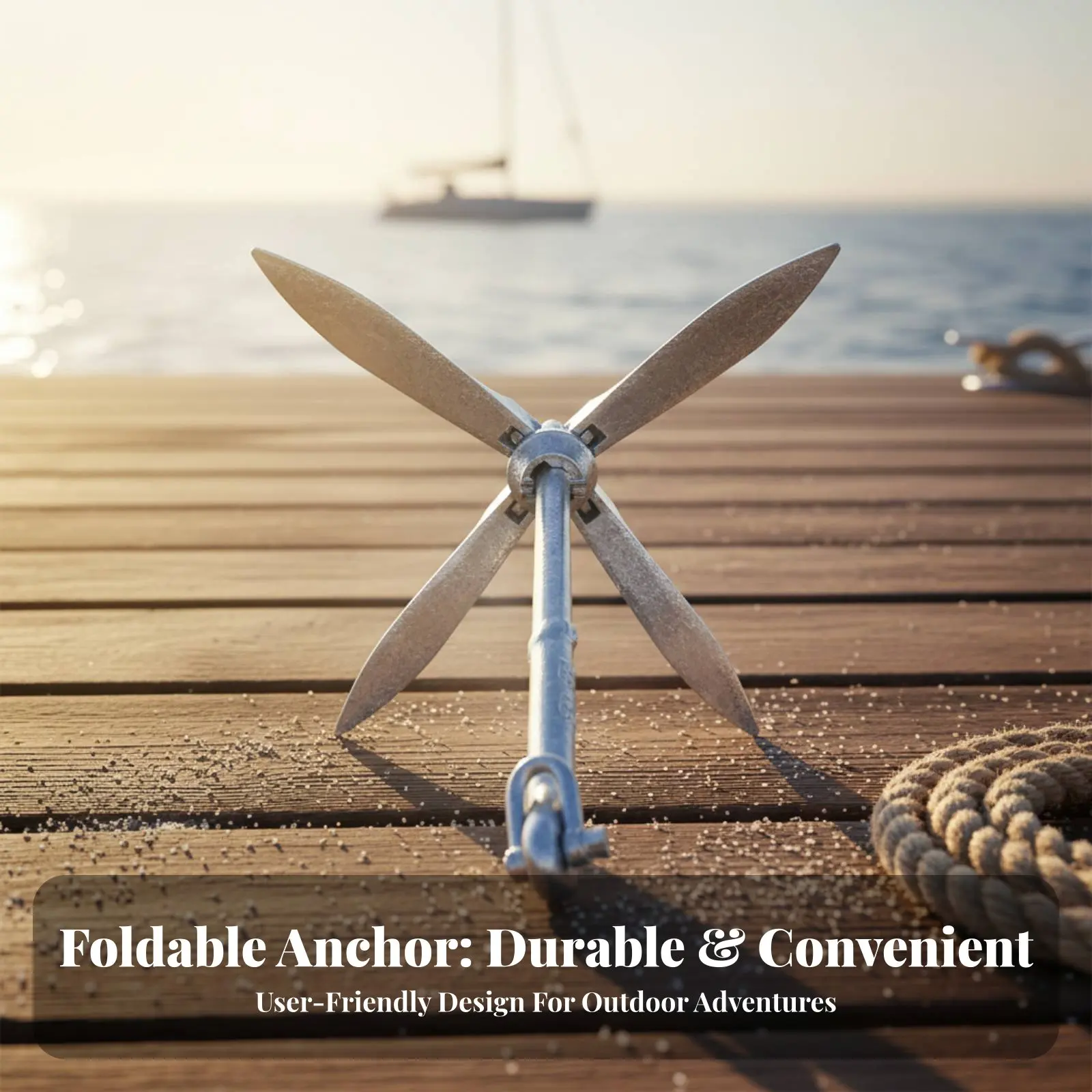 

Складной четырехзубчатый якорь для лодки, компактное судовое оборудование, аксессуар для водного транспорта, устойчивый к ржавчине