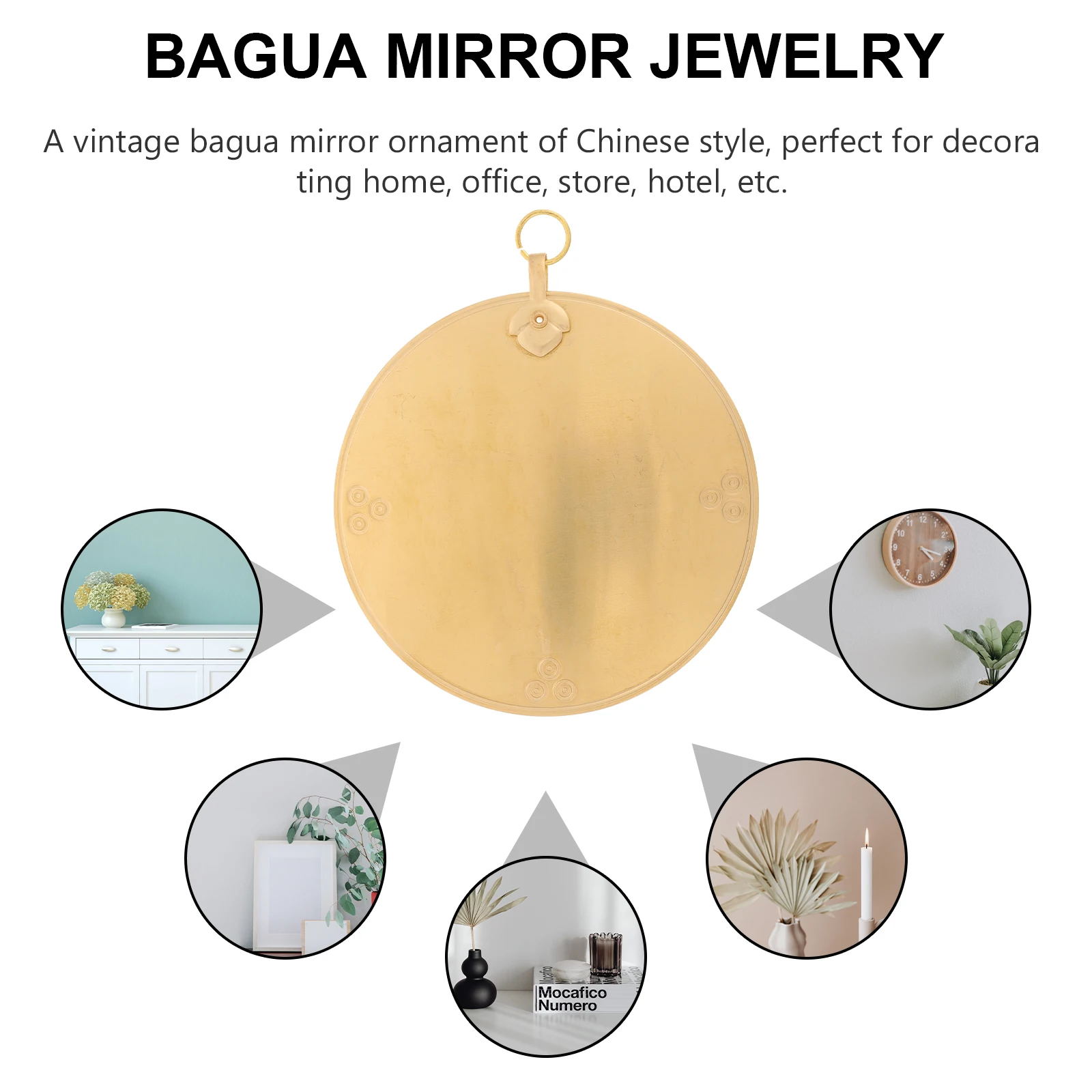 

Copper Bagua Hanging Ornament Vintage Chinese Style Decor For Home Office Door Outdoor Bagua Mirror Garden Wall Decoration