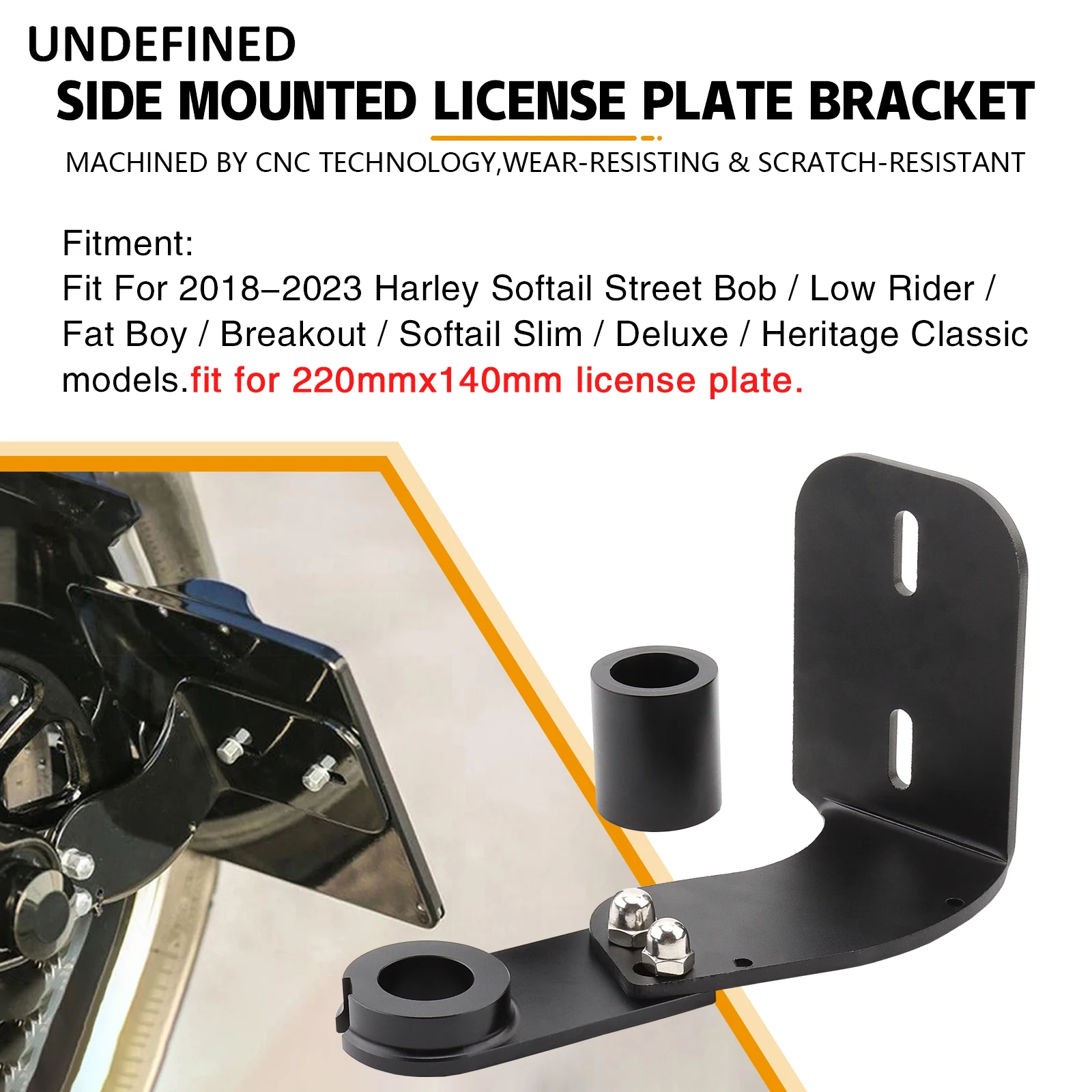 Side Mount License Plate Bracket Holder For Harley Softail Fatboy Breakout Low Rider Softail Slim Deluxe Heritage Classic 18-23