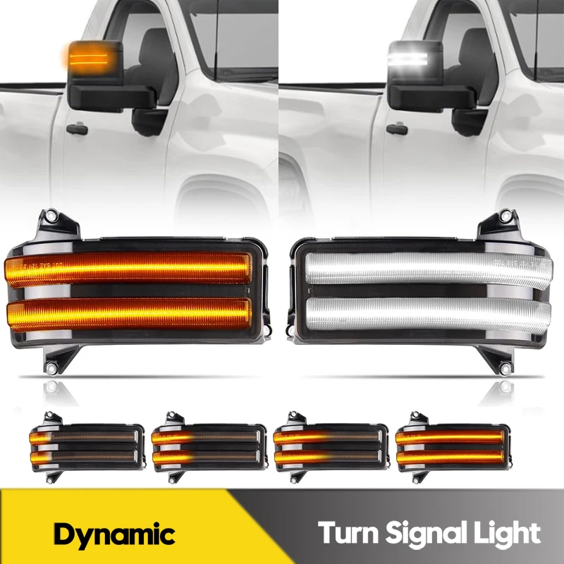 

2Pcs For Chevrolet Silverado GMC Sierra 2500 3500 LED Dynamic Side Mirror Light Turn Signal Lamps DRL Daytime Running Lights