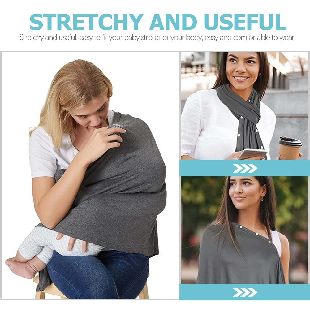 รถเข็นเด็ก Wagon ให้นมบุตรผ้าเช็ดตัว Breathable Nursing Cover สําหรับแม่ Poncho Bib ทารกสีเทาเข้มเด็ก