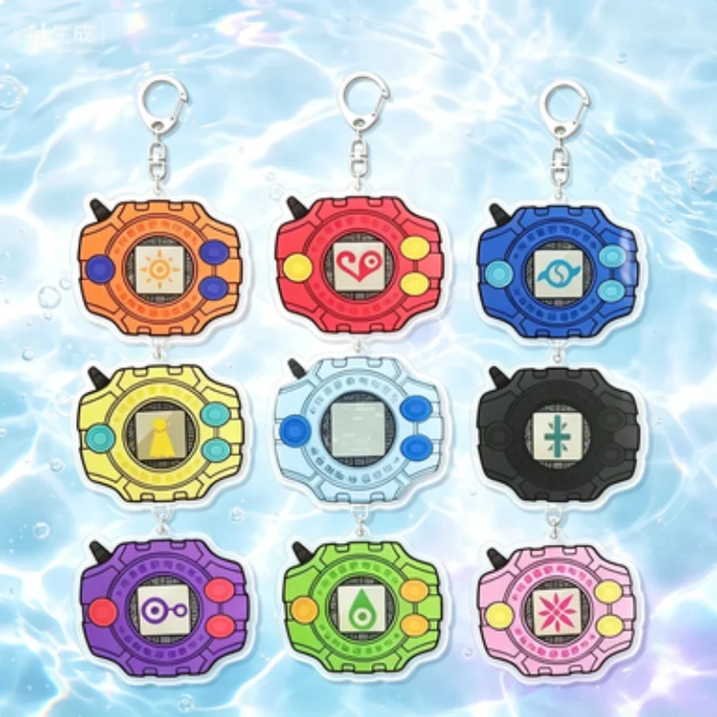 Marchandises Digimon Anime : Badge d'évolution Digivice en acrylique transparent fait main, pendentif de sac, porte-clés, cadeau pour meilleur ami