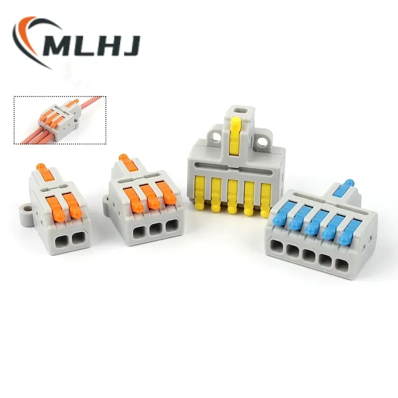 5/10PCS Mini 1 In Multiple Out Quick Cable Connector With Screw Hole Compact Butt Push-in Splitter Splice Terminal Block