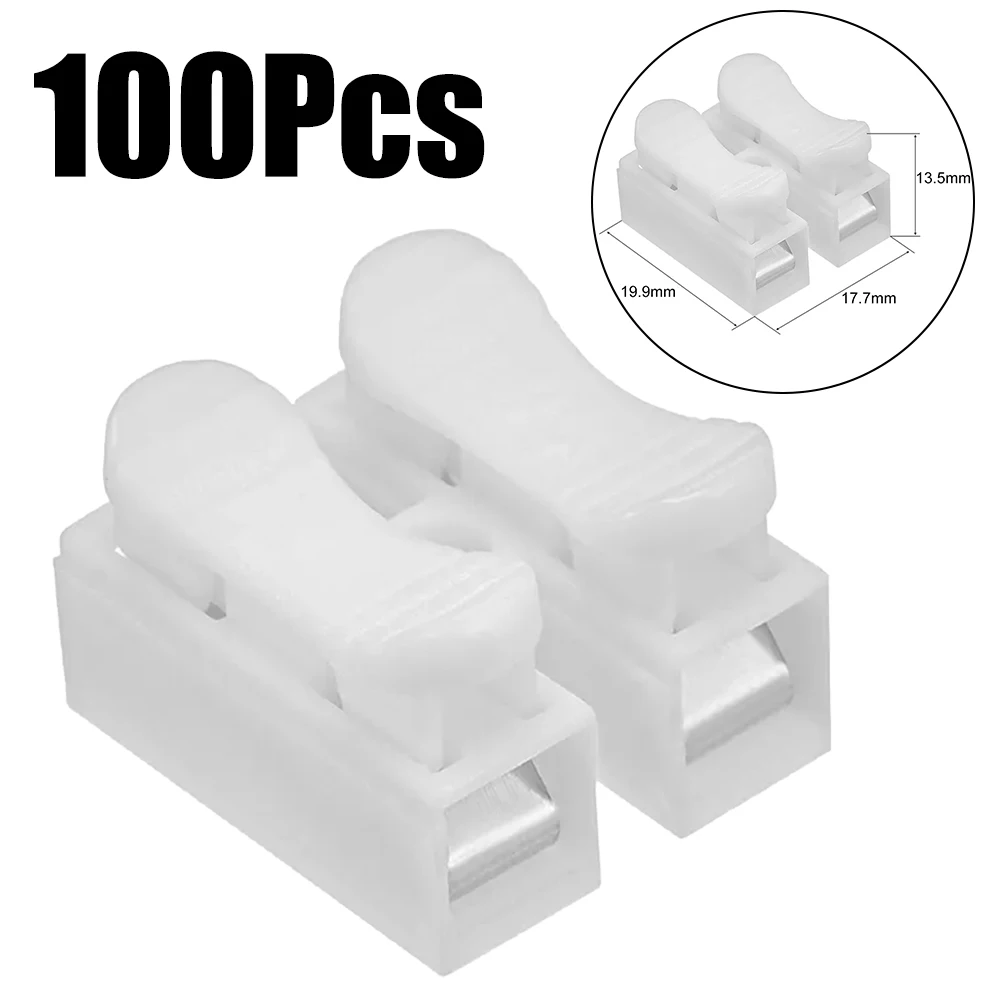 100x Auto Terminal Block Pack For CH2 Spring Wire Connector Set Quick Connector ABS 220V 10A Auto Push-type Terminal Blocks