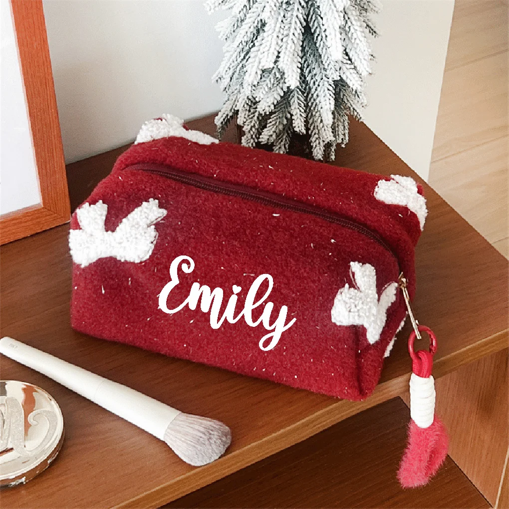 

Personalized Makeup Bag,Custom Makeup Bag,bow Cosmetic Bag,Travel Makeup Pouch, Women Toiletry Bag,Bridesmaid Gift