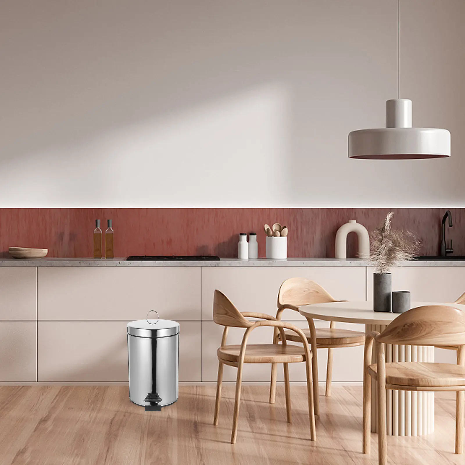 

Modern Stainless Steel Trash Can 13 Gallon Hands Free Flip Top Lid Kitchen Waste Bin for Bedroom Bathroom Trash Can