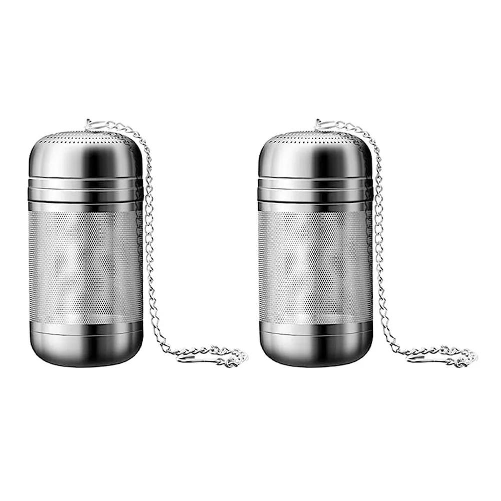 2pcs Stainless Steel Tea Infuser With Chain Hook Easy Clean Strainer For Loose Leaf Tea Herbs Spices Cooking Kitchen Gadget