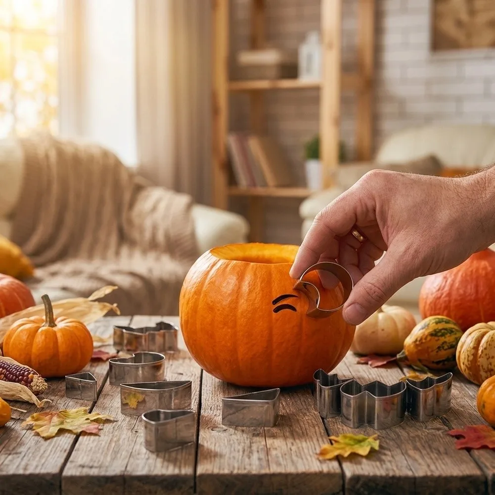 Pumpkin Carving Tools 24PCS Halloween Kit with Stainless Steel Cutters Pumpkin Scoop Hammer and 22 Reusable Stencils
