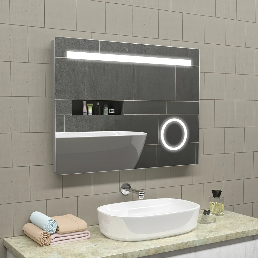 

Hotel Bathroom Makeup Led Smart Vanity Half Moon Decor Cosmetic Glass Salon Magnifying Bath Mirrors